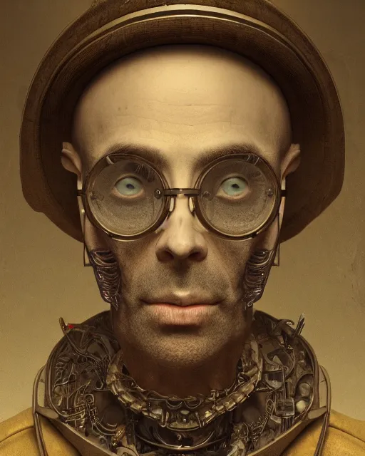 Prompt: mysterious portrait of victorian man scientist, steampunk, highly detailed, intricate details, cinematic lighting, 8k resolution, unreal engine 5, octane render, symmetry, hyperrealistic, photorealistic, by giger and beksinski