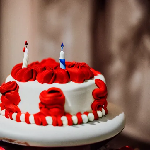 Image similar to the devil at his birthday party, cake, 8 k photography