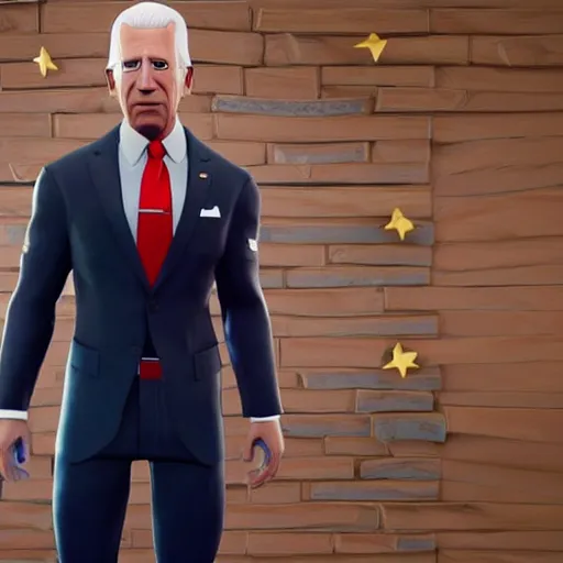 Prompt: screenshot of Joe Biden in fortnite, high quality, 3d render, octane render, highly detailed, pose