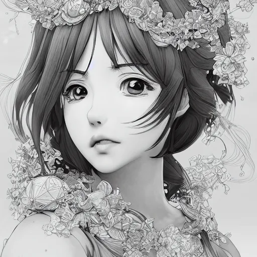 Image similar to the portrait of an absurdly beautiful, graceful, elegant, sophisticated, young teen anime girl made up of lemons looking up, an ultrafine hyperdetailed illustration by kim jung gi, irakli nadar, intricate linework, bright colors, octopath traveler, final fantasy, unreal engine 5 highly rendered, global illumination, radiant light, detailed and intricate environment