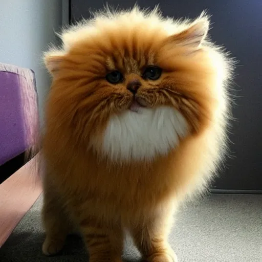 Image similar to cat with fur overwhelmingly ( very very fluffy! ) giant puff ball