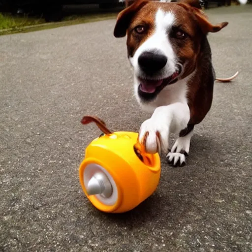 Image similar to yo dog. i heard yo and yo dog like yoyo's, so we put a dog on a yoyo so you can walk yo dog with yo dog yoyo, dog.