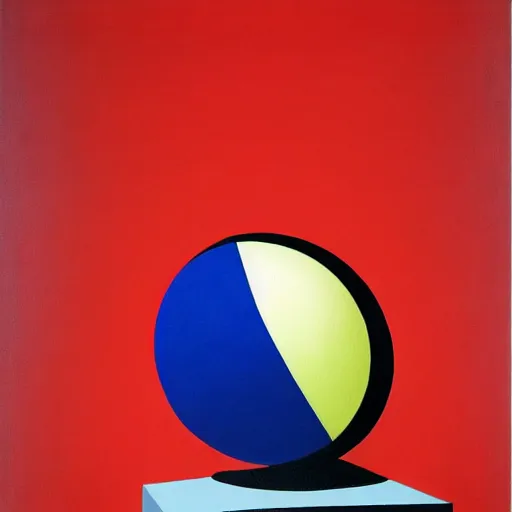 Prompt: a painting of an egg on top of a sculpture, a surrealist painting by victor vasarely, behance, precisionism, poster art, oil on canvas, concert poster