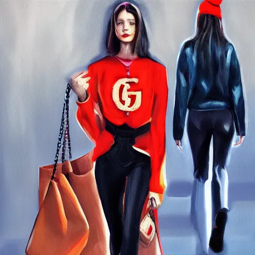 Image similar to Facebook logo fashion, gucci catwalk, oil painting, digital art, ultradetailed, artstation