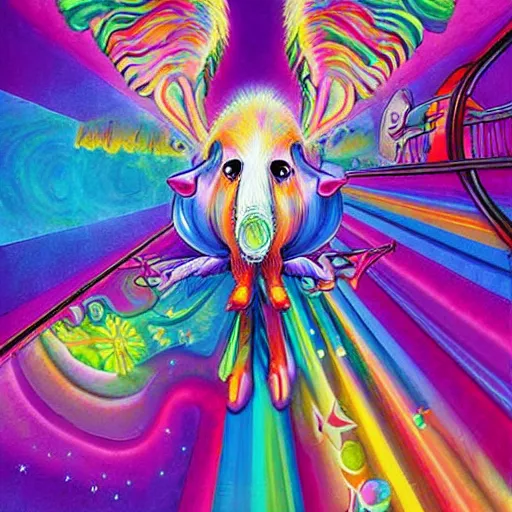 Image similar to lisa frank flying pigs painting by android jones