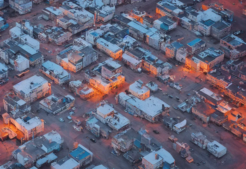 Image similar to accidentally wes anderson award - winning street photograph of a norilsk russian lunar cosmic city, art by greg rutkowsky, trending on artstation, cinematic lighting, filmic grain, golden hour, detailed, 4 k