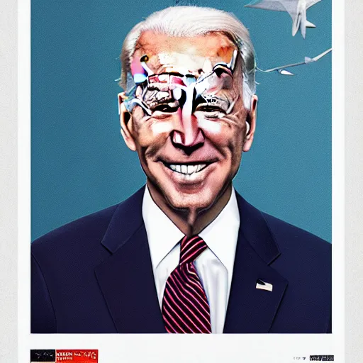 Prompt: joe biden is transforming into a shark, movie poster textless, book cover, professional lighting, well - lit, realism