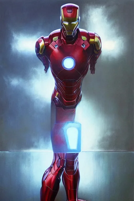 Prompt: a hyperrealistic acrylic portrait painting of a mirror - verse iron man by artgerm and beksinski. epic fantasy art. cyberverse background.