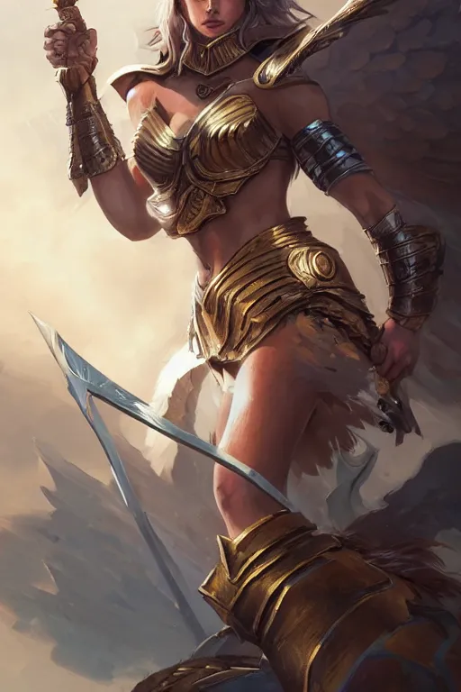 Image similar to amazon valkyrie athena, d & d, fantasy, portrait, highly detailed, headshot, digital painting, trending on artstation, concept art, sharp focus, illustration, art by artgerm and greg rutkowski and magali villeneuve