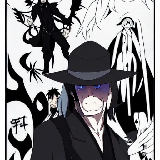 Image similar to The Undertaker from WWE as an anime character