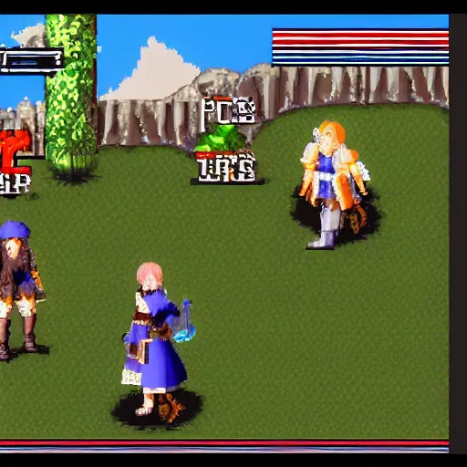 Image similar to JRPG game with ps1 graphics