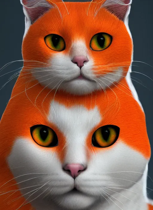 Prompt: a portrait of a white cat with orange spots, 8k photorealistic, cinematic lighting, HD, high details, dramatic, trending on artstation, view from a distance