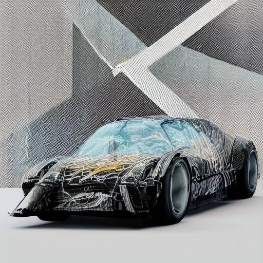 Image similar to car Ash Thorp khyzyl saleem car : medium size : in oil liquid organic architecture style : 7, u, x, y, o pattern : Kazimir Malevich composition