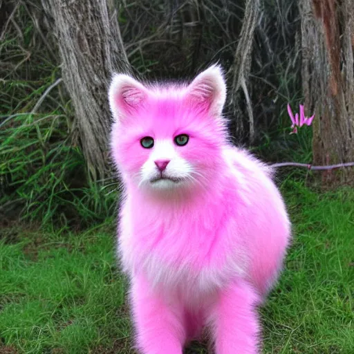 Image similar to fuzzy cute pink furry wide-bright eyed adorable creature