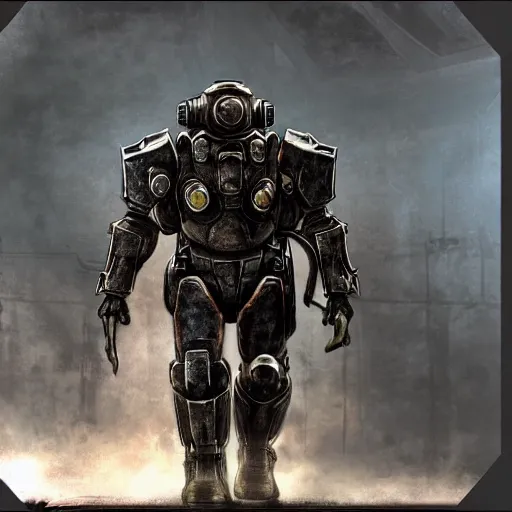 Image similar to fallout 3 concept art power armor render ultra unreal engine 5