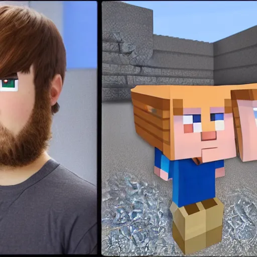 Prompt: real life minecraft steve, highly realistic