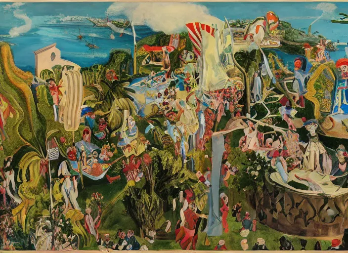 Image similar to Mar-a-Lago estate under siege by otto dix