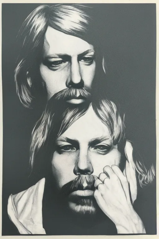 Image similar to duane allman in the style of andy warhol