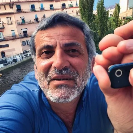 Prompt: my middle - aged italian uncle accidentally taking a selfie