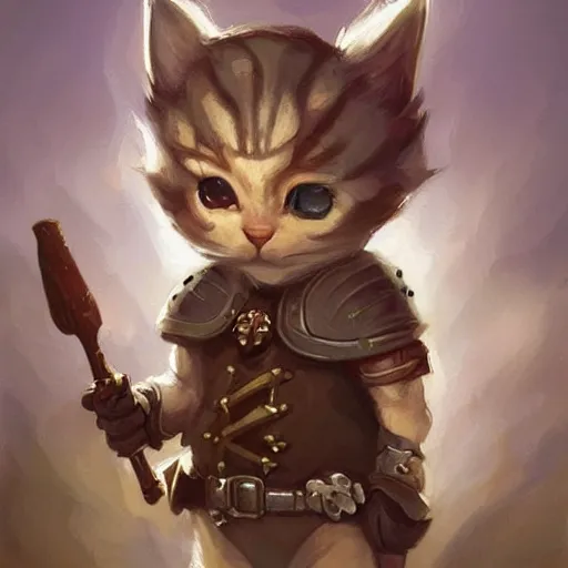 Image similar to cute little cat cowboy, tiny, small, miniature animal, baby animal, short, pale black armor, cute and adorable, pretty, beautiful, dnd character art portrait, matte fantasy painting, deviantart artstation, by jason felix by steve argyle by tyler jacobson by peter mohrbacher, cinematic lighting