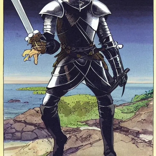 Image similar to a portrait of a DND knight in a scenic environment by Chaykin, Howard.
