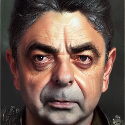 Image similar to rowan atkinson as a realistic fantasy d & d knight, closeup portrait art by donato giancola and greg rutkowski, realistic face, digital art, trending on artstation