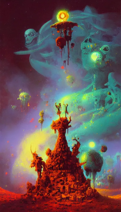 Prompt: life and death mixing together, by paul lehr,