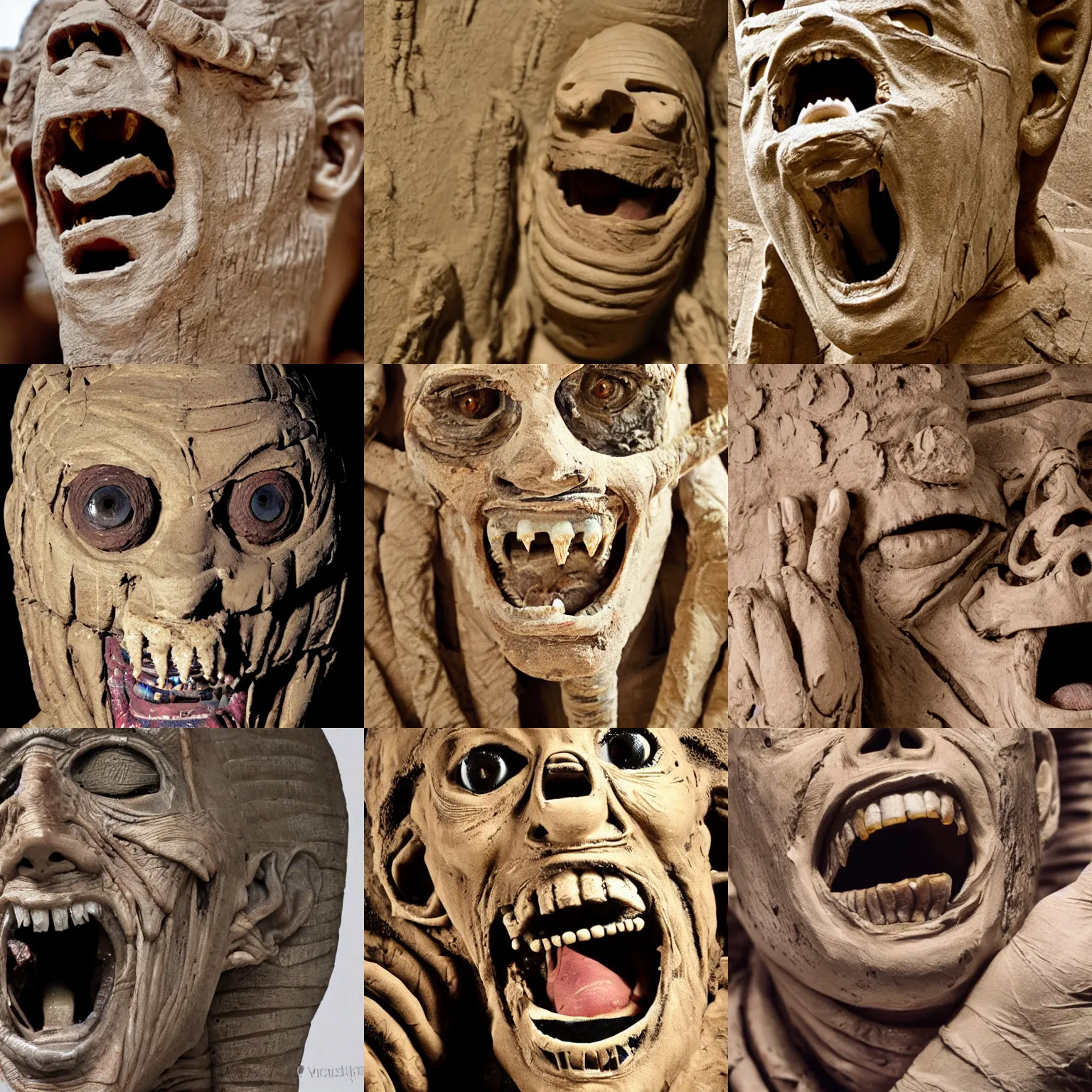 Prompt: screaming mummy close - up