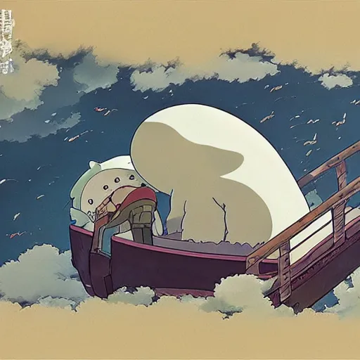 Image similar to huge white space whale, Miyazaki style, Studio Ghibli,moving castle, canvas, oil, animation, ultra details, very very very very wonderful