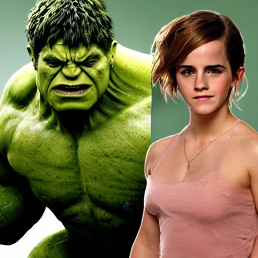 Image similar to emma watson as hulk