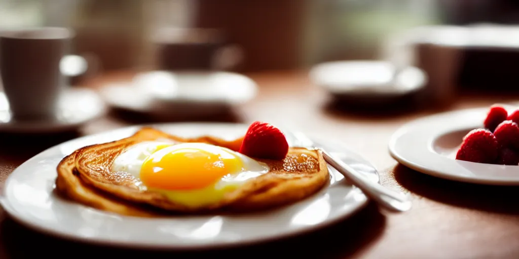 Image similar to photo of breakfast, close - up, low saturation, diffuse light, feels like everyday life