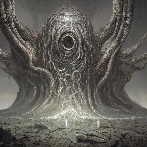 Image similar to depiction of yog - sothoth, dark colour, matte painting, concept art, highly detailed