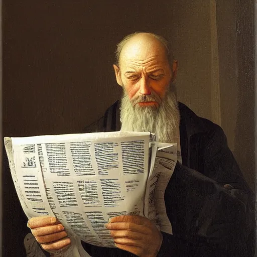 Image similar to a man reading a newspaper, by guntis strupulis