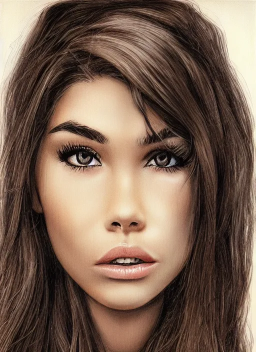 Prompt: Madison Beer realistic 3D portrait by ian spriggs