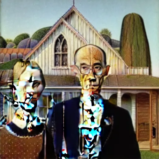 Image similar to american gothic by salvador dali