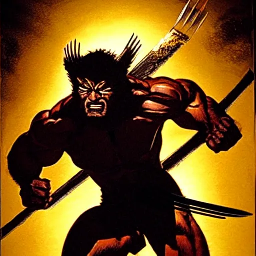 Prompt: Weapon X Wolverine, atmospheric lighting, painted, intricate, golden hour, ultra detailed by Jim Lee, Rob Liefeld, Barry Windsor Smith