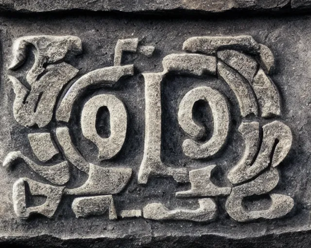 Prompt: photograph of a programming language carved into a stone tablet