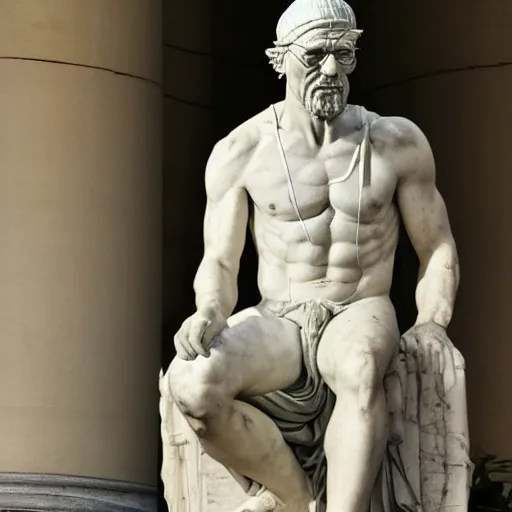 Prompt: roman marble statue of walter white, by Julius Frolicus, DSLR 35mm