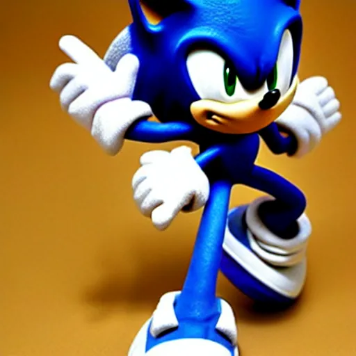 Prompt: sonic the hedgehog made out of porcelain in the style of the ming dynasty