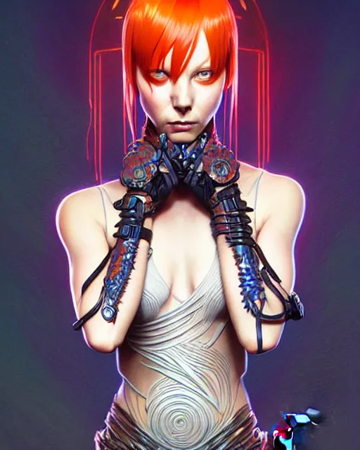 Image similar to Leeloo, The Fifth Element digital art, intricate flower designs, elegant, highly detailed, sharp focus, art by Artgerm and Greg Rutkowski and WLOP