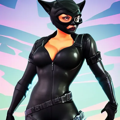 Image similar to Catwoman as a fortnite character