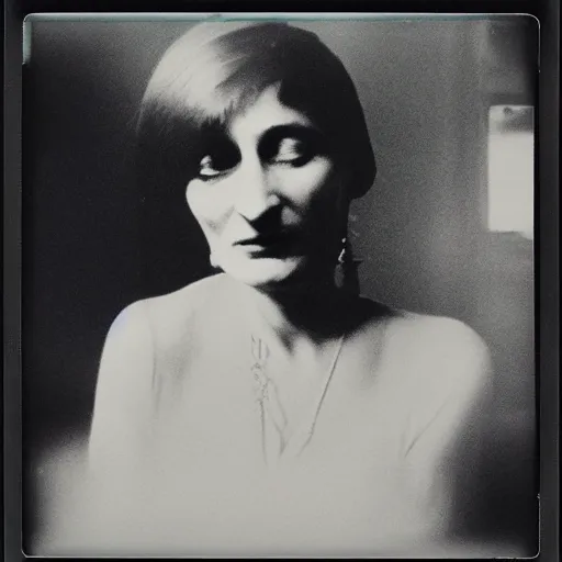 Prompt: anna akhmatova vaping, polaroid, by jamel shabazz