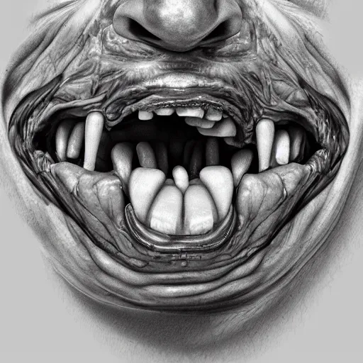 Image similar to human mouth on an elbow, digital art, hyper detailed