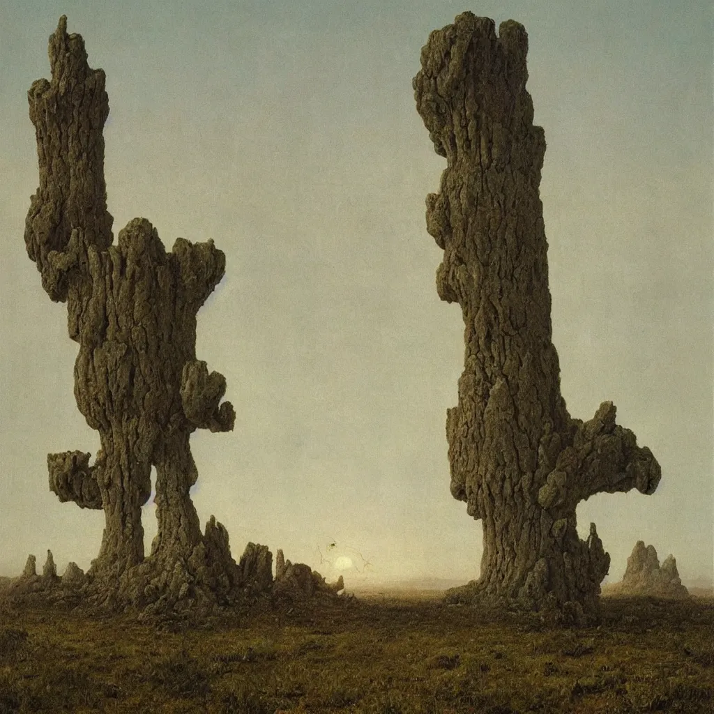 Prompt: a single colorful! fungus tower white! clear empty sky, a high contrast!! ultradetailed photorealistic painting by franz sedlacek, hard lighting, masterpiece