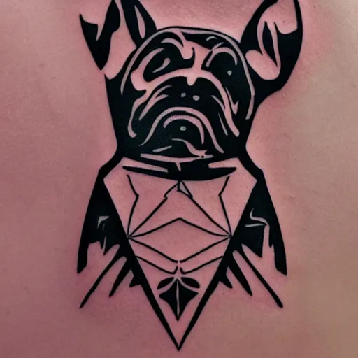 Image similar to tattoo design, stencil, tattoo stencil, traditional, a world famous tattoo of a geometric dog