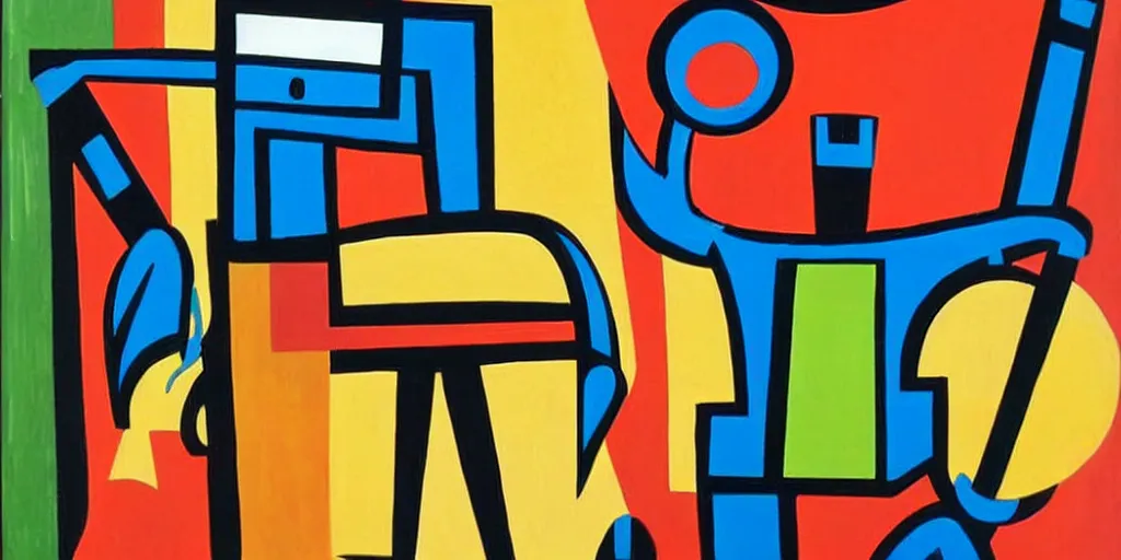 Prompt: A new painting by Fortunato Depero depicting a robot