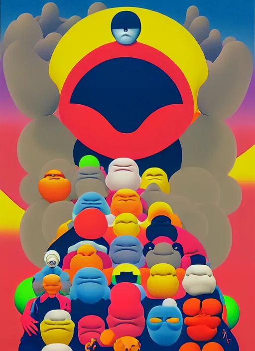 Prompt: fat men by shusei nagaoka, kaws, david rudnick, airbrush on canvas, pastell colours, cell shaded, 8 k