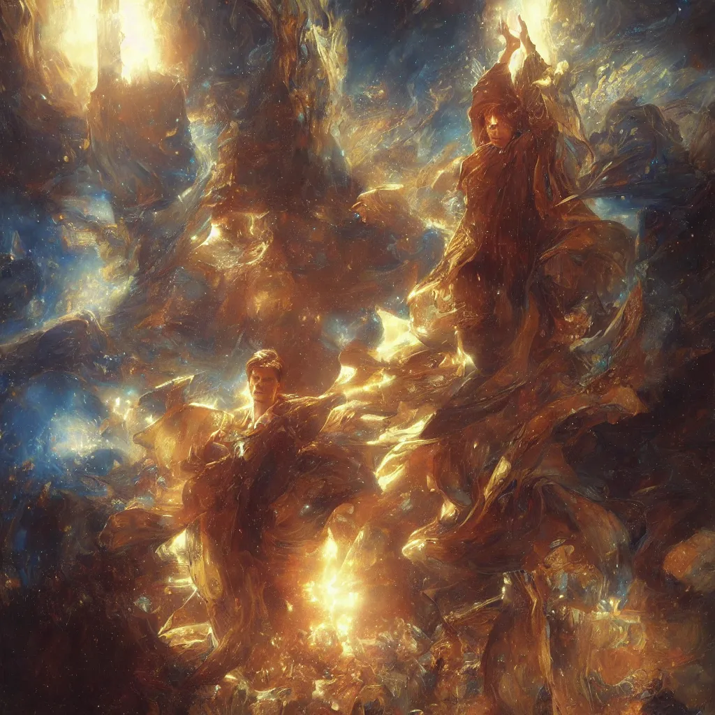 Image similar to david bowie as doctor who, radiant light, caustics, heroic, bright iridescent light, by gaston bussiere, bayard wu, greg rutkowski, maxim verehin