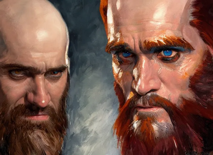 Image similar to a highly detailed beautiful portrait of jim carrey as kratos, by gregory manchess, james gurney, james jean