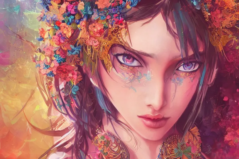 Prompt: a beautiful bohemian girl, intricate, highly detailed, digital painting, pixiv, artstation, official media, anime key visual, concept art, rich vivid colors, ambient lighting, sharp focus, illustration, art by erak note